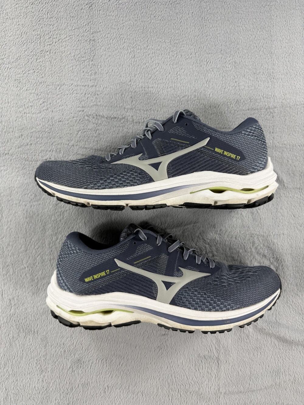 Mizuno Wave Inspire 17 Men's 9 Running Shoes Grey Blue Lime Green Casual